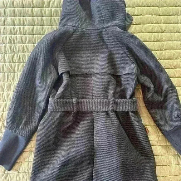Ted Baker London Wool Hooded Belted Coat Women’s Size 4 Gray Jacket - Picture 6 of 6